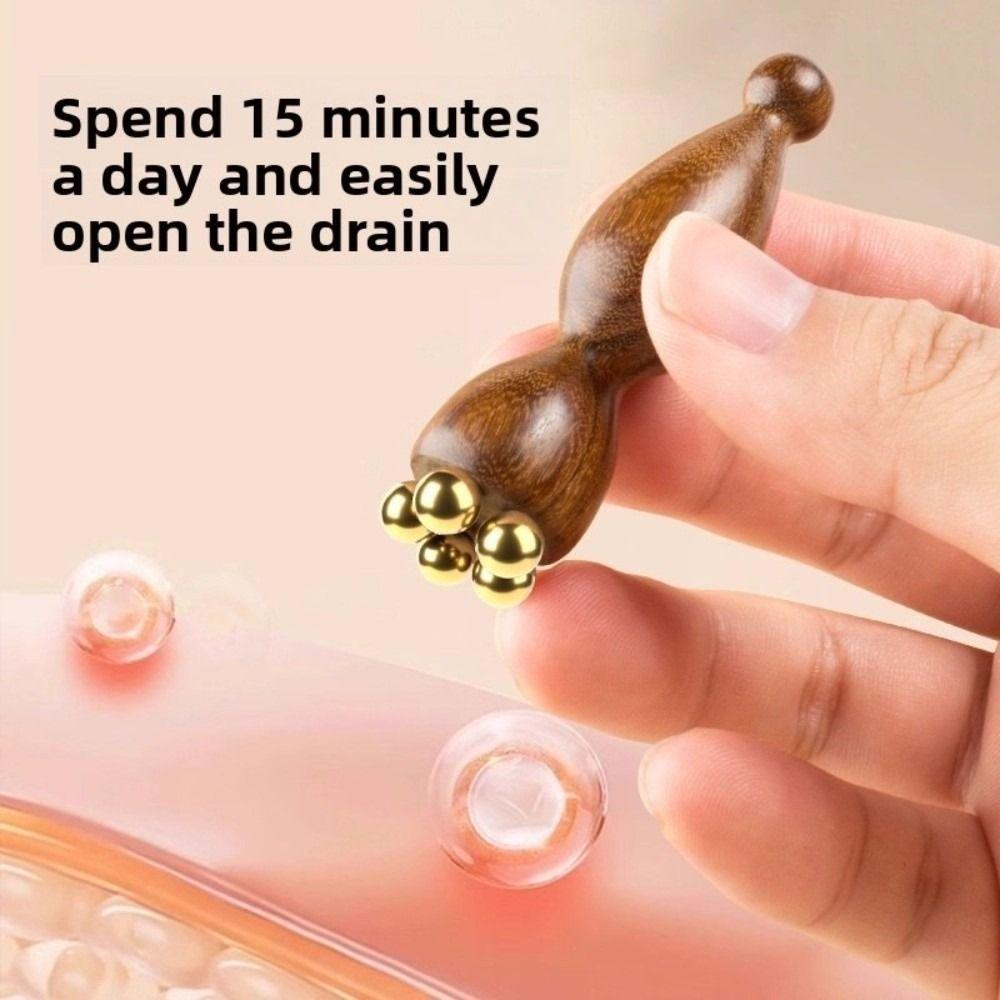 New Lotus Pod Eye Massager Roller 5 Teeth Wooden Eye Scraping Tendon Stick Mini Skin Care Tool for Relieve Facial Fatigue