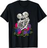Bisexual Skeleton Kissing Flowers Graphic Tee LGBTQ Pride Month Casual Short Sleeve T-Shirt