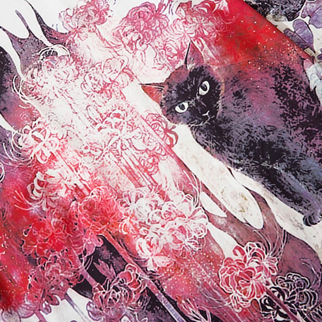 Men's Casual Loose Open Front 3/4 Sleeve Japanese Style Print Cover Up Cardigan