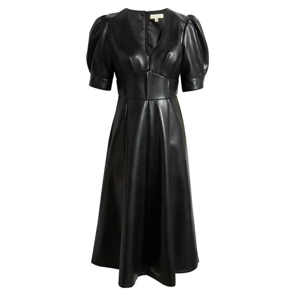 Women's Dress Stylish Black Elegant Real Lambskin Leather Fit Handmade Genuine