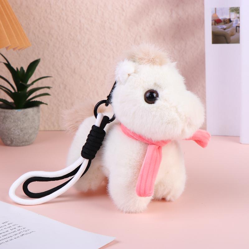 Cartoon Horse Stuffed Keychain Keyring Stuffed Pony Pendant Cute Soft Simulation Horse Keychain Room Decoration Doll