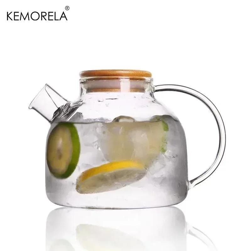 1/1.8L Transparent Borosilicate Glass Teapot Heat-Resistant Large Clear Tea Pot  Flower Tea Set Puer Kettle Cup Office Home Tool