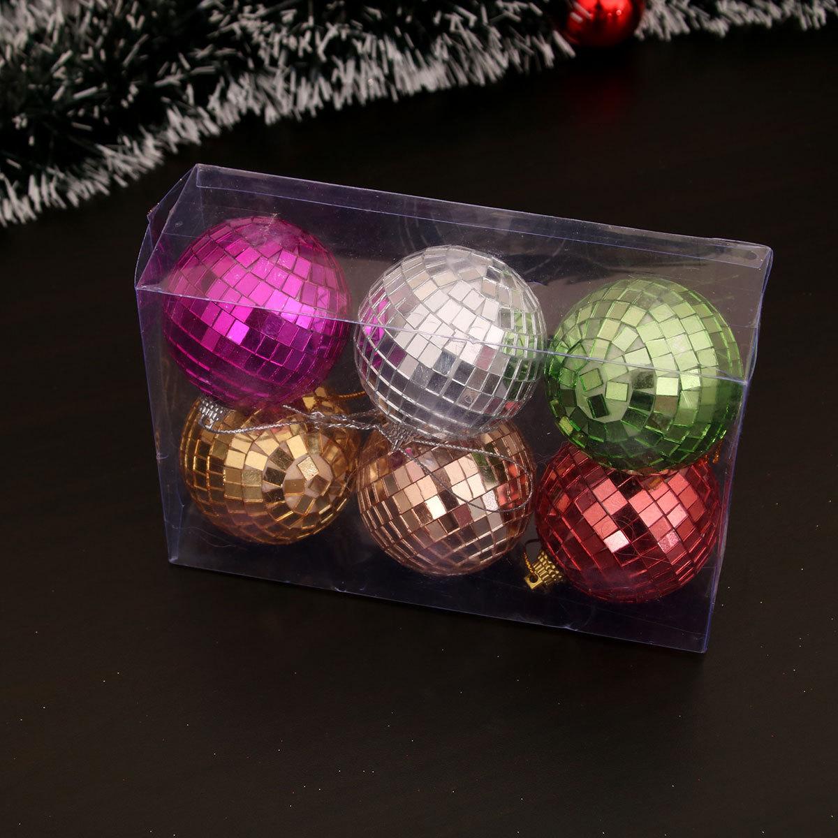

Рождественские украшения Подвеска на елку Рождественский шар Стеклянная накладка Цветная коробка для украшений Рождественский шар six colors 6cm [6 packs]