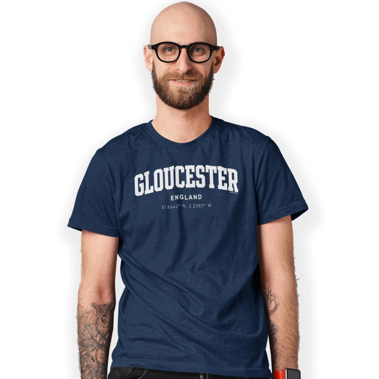 Gloucester Varsity Style Print With Coordinates Hand Printed T-Shirt XL