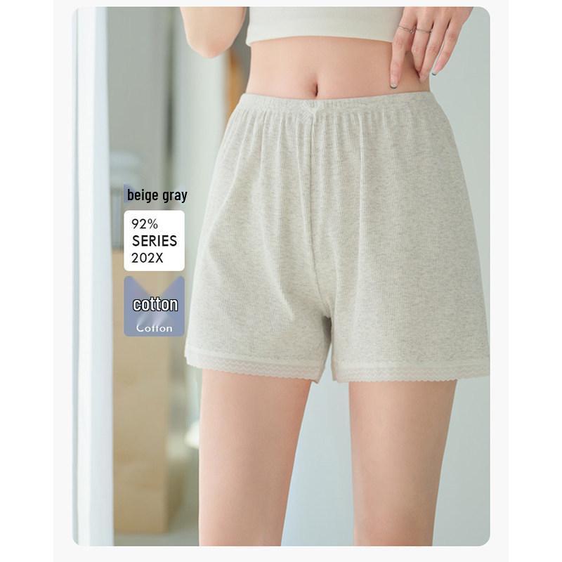 Lace Trim Ribbed Summer 2026 Women s Loose Breathable Leggings with Anti-Exposure Design. Small