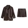 Fall and Winter New Arrival Women's Clothing Old Money Style Leather Suit Outwear 0471273 Mini Skirt 0530874