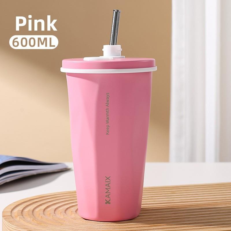 Letter Fashion Printed Stainless Steel Insulated Cup With Straw Office For