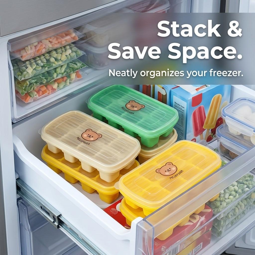 Reusable Ice Cube Tray With Lid Ice Cube Box Refrigerator Plastic Ice Mold 8 Grids Ice Cube Maker Kitchen Accessories Bar Tools