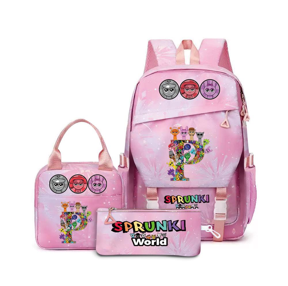 Rhythm Box Sprunki Music Game School Bag Backpack Lunch Bag Pencil Bag Three-Piece Backpack Three-piece set
