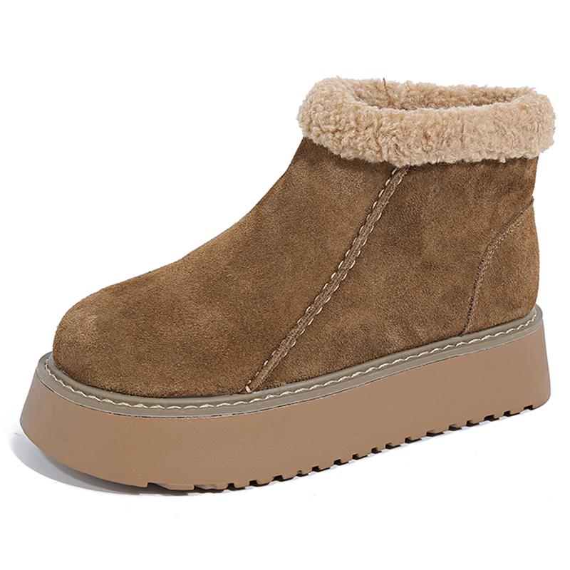 

Ботильоны на толстой платформе из плюша, женские зимние нескользящие толстые плюшевые зимние ботинки, женские ботинки из искусственной замши, сохраняющие тепло, с хлопковой подкладкой 40