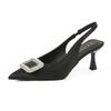 Women's Purple High Heels Stiletto Elastic Straps Open Back Pointed Toe Soft Sole White Sandals
