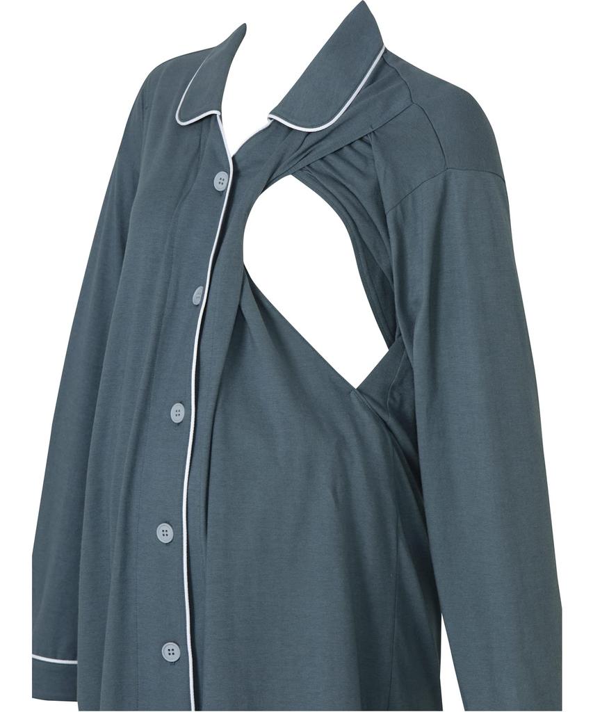 Wacoal Maternity Maternity Web and Comfortable Long Long KO Pajamas, Exclusive, [Pre- Post-natal Use], Nursing-Friendly Loungewear, Front-Opening,