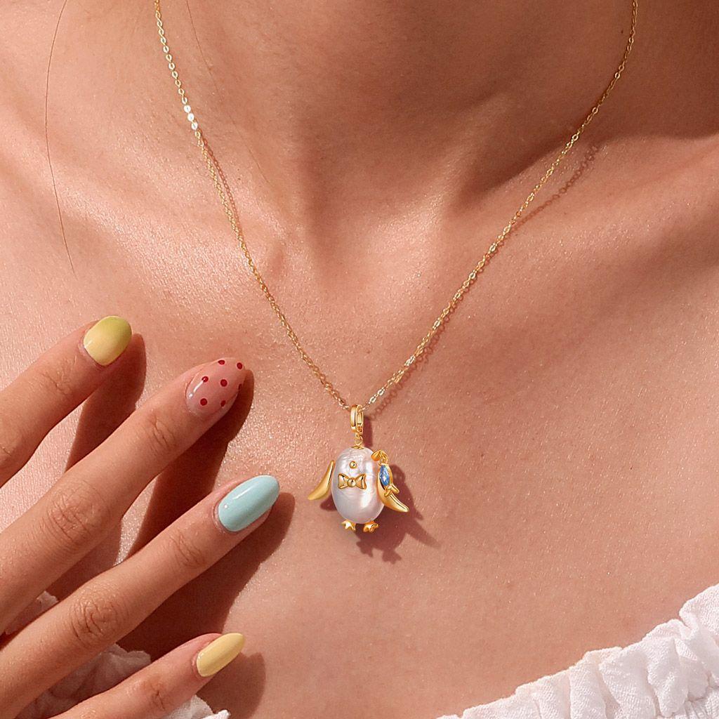 Ocean Natural Pearl Series Pendant Cute Pearl Fish Zircon Pendant Necklace