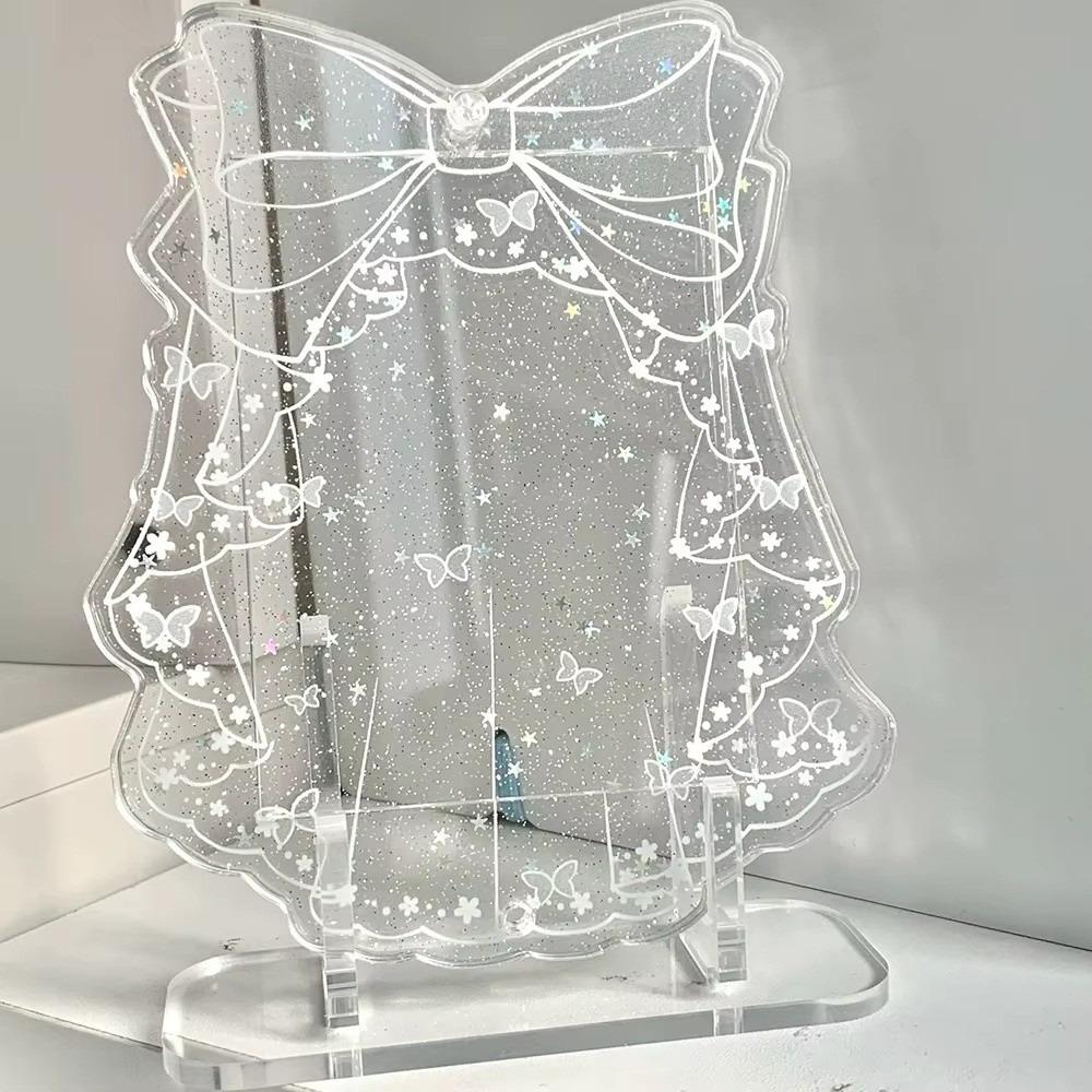INS Acrylic Acrylic Photo Frame Bow 3 Inch Card Storage Photo Display Frame Glitter Star Chasing Card Desktop Stand