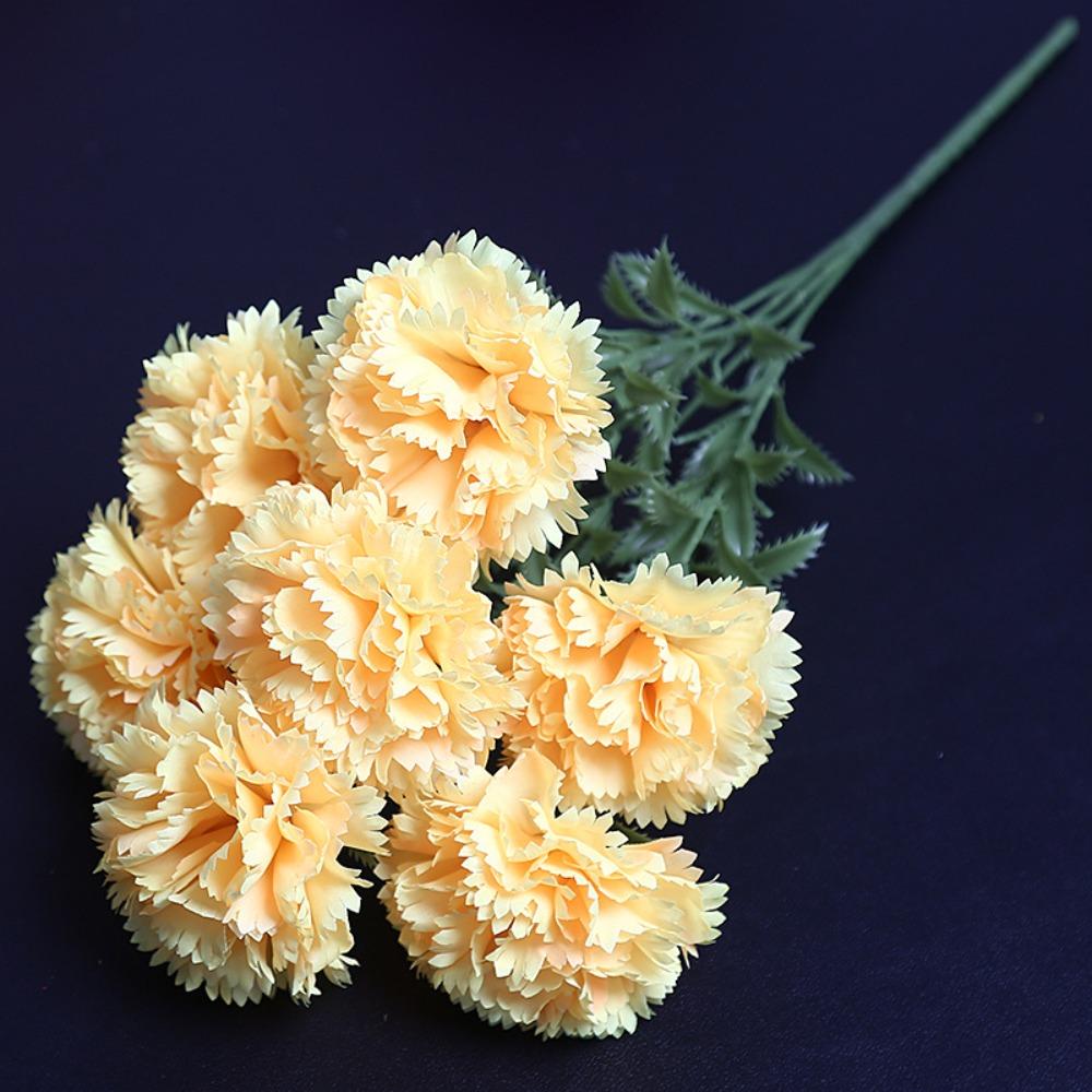 Silk Cloth Artificial Carnation Bouquet Photography Props 7 Heads Simulated Carnation Mother's Day Gifts Wedding Fake Flower