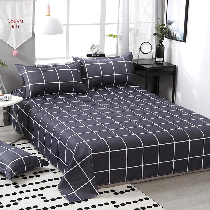 Čtyřdílná sada povlečení z prané bavlny, povlak na přikrývku, povlak na prostěradlo, jednoduchá sada v severském stylu