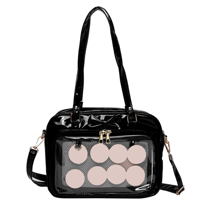 Женская прозрачная сумка через плечо, школьная сумка для девочки, женская сумка-мессенджер, милая сумка Ita Bag, сумочка с бантом JK, сумка DIY Anime Satchel чёрный