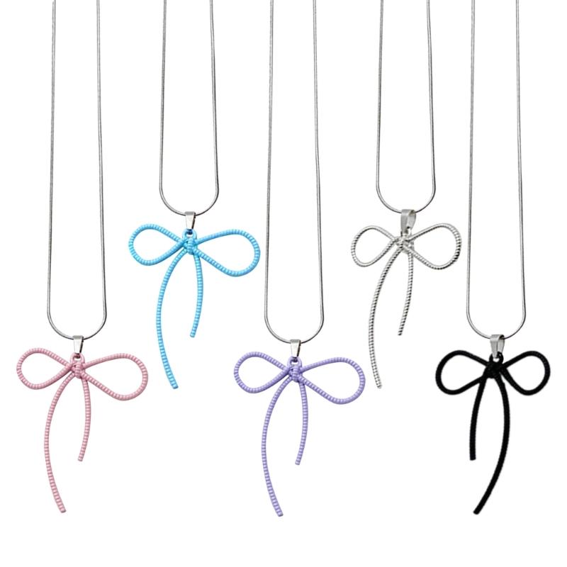 Bohomian Beaded Choker Necklace Bow Chain Necklaces Bowknot Neckwear Wedding Party Jewelry for Women and Girls