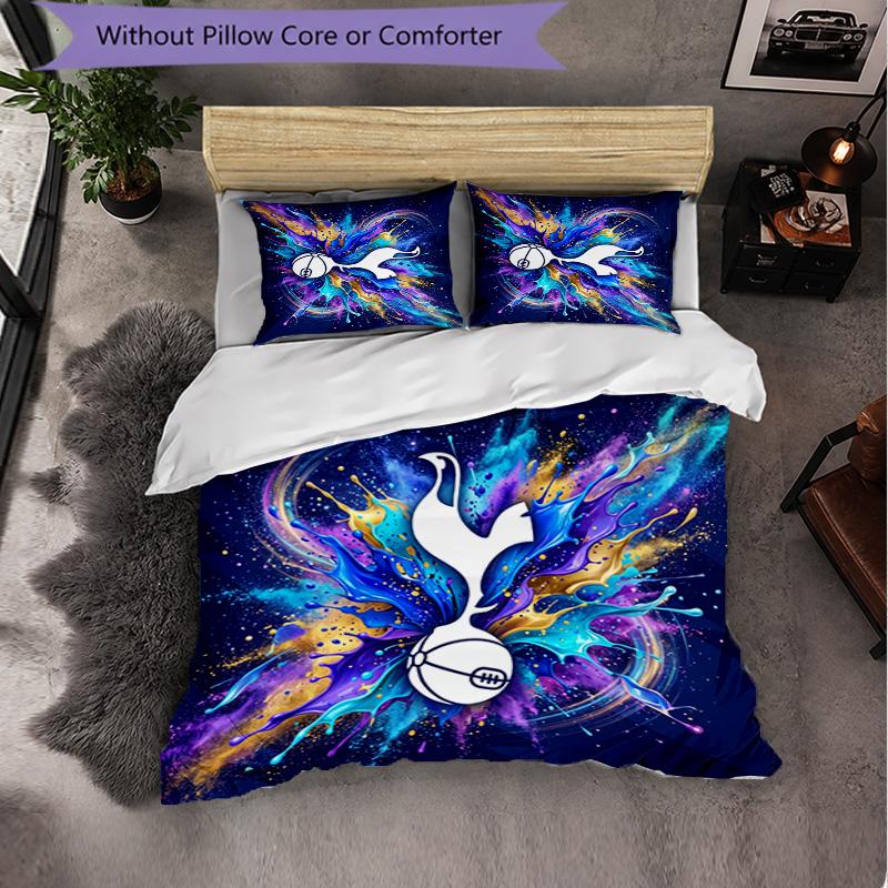 Tottenham Hotspur Muster 3-teiliges Bettwäsche-Set Weiche Mikrofaser-Bettbezug mit Kissenbezügen für Schlafzimmer