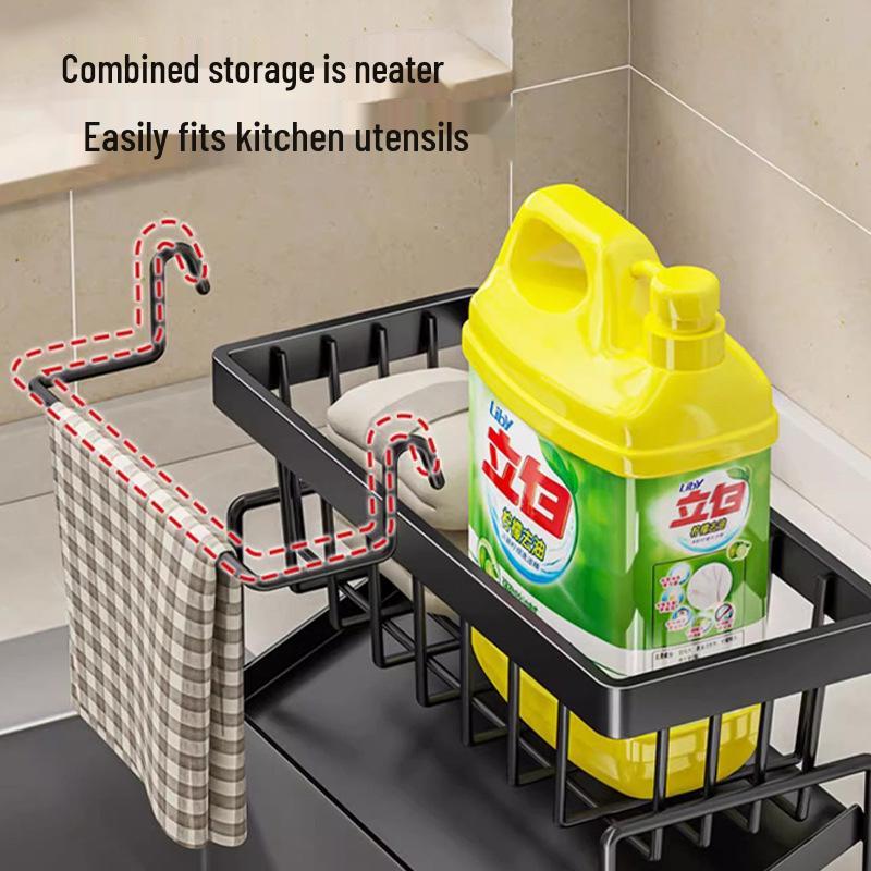 Kitchen Sink Storage Rack: Soap, Sponge, Drainer & Dishcloth Holder