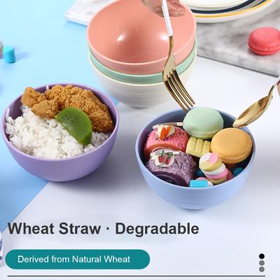 6 Inch Solid Color Plastic Bowl Salad Bowl Wheat Fiber Bowl Children Household Large Bowl Kitchen Supplies