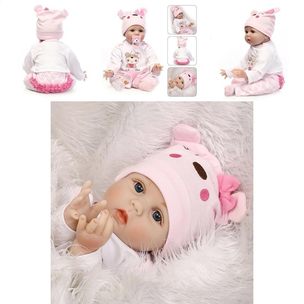 Realistic 16" Soft Silicone Reborn Doll With Handmade Details And Lifelike Blue Eyes