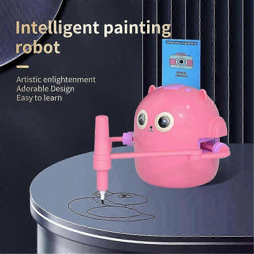 Interaktiv Pedagogisk Ritrobot, 100 Ritkort, Intelligent Ritrobot, Tidig Pedagogisk Ritrobot Rosa