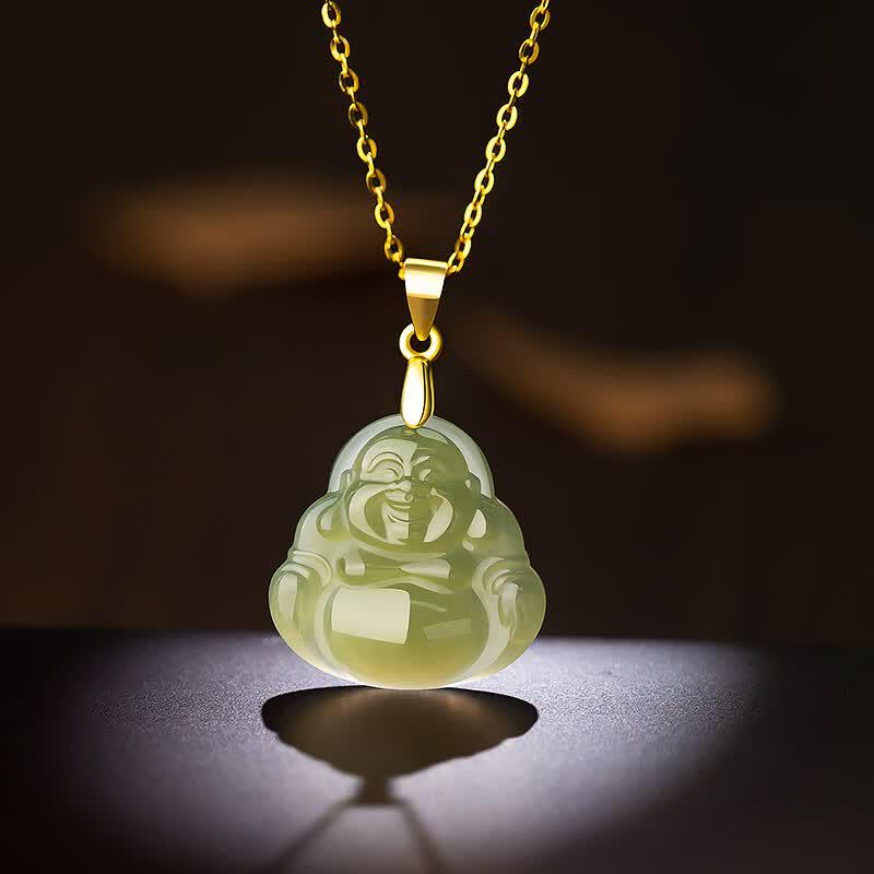 Hetian Jade Maitreya Buddha Pendant Necklace