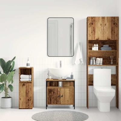 Washbasin Cabinet with Rustic Wood Look 60 X 30 X 60 Cm Engineered Wood