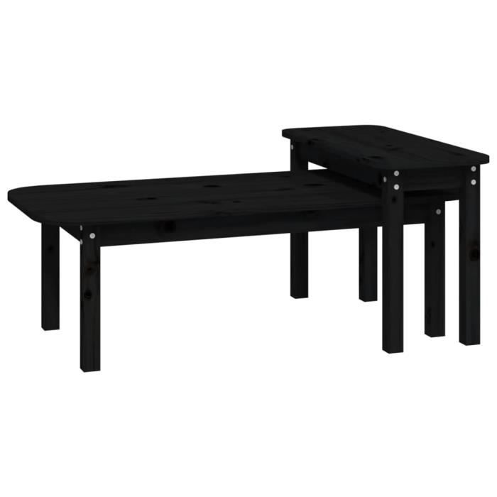 VidaXL Ensemble de tables basses 2 pcs Noir Bois massif de pin 822366