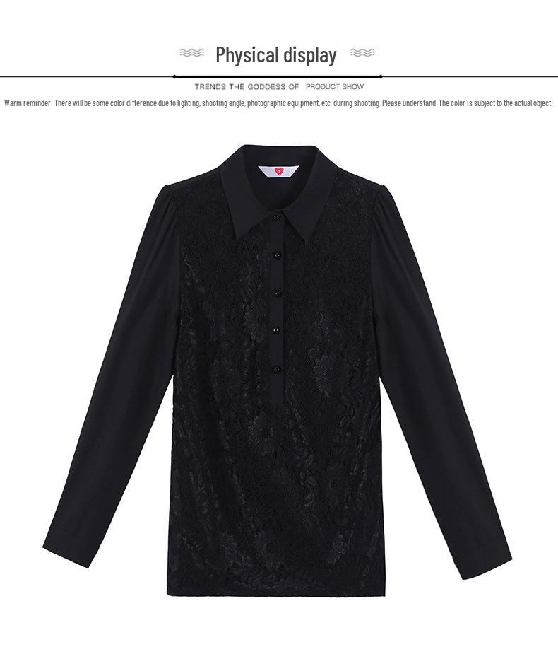 Wiosna i Jesień 2025 Damskie Bluzki z Szyfonu i Koronki - Uniwersalne Topy z Plusem Weluru.