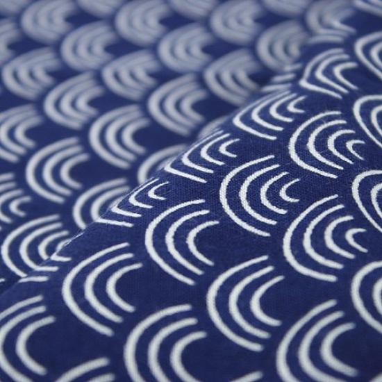 Dyeing Anbo Hand Towel Navy Authentic Dyed Cotton Made In 35cm X 100cm "Seigaiha Pattern, Blue" 100% Tokuoka, Japan,