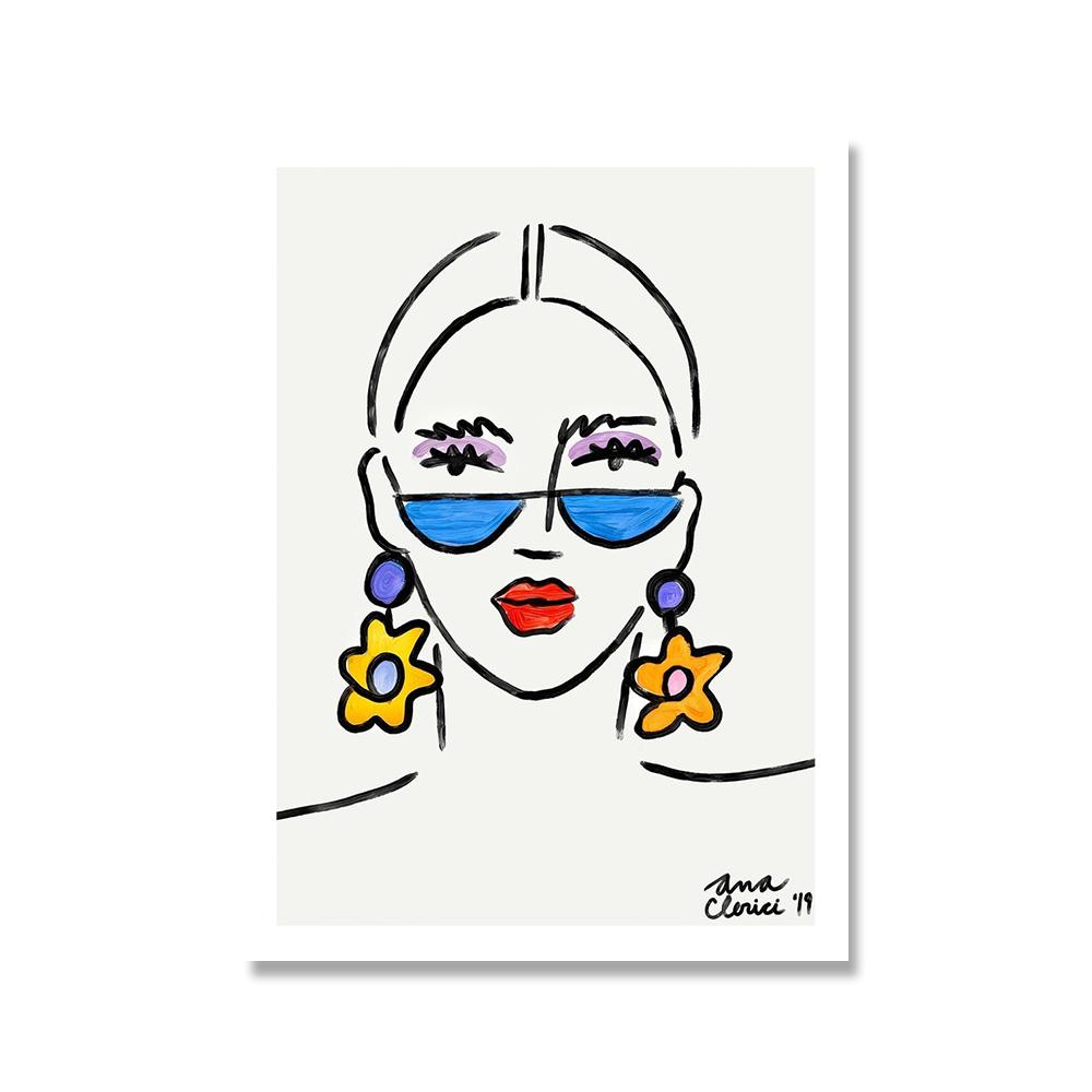 Abstract Fashion Office Girl Poster Print Nordic Colorful Line Face Canvas Painting Wall Art Picture For Livingroom Unique Decor