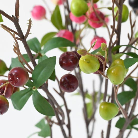 Künstliche Granatapfelbeeren Zweige Falsche Fruchtbeeren Picks mit Blättern für Heim-Blumenarrangements