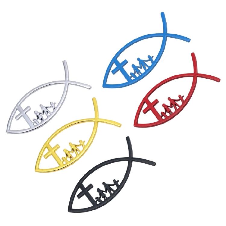 3D Car Fish Decal Sticker Automotive Fish Badge Christian Fish Emblems Sticker for Car Window Bumper