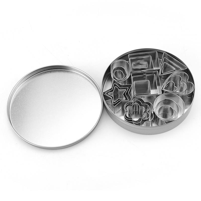 Stainless Steel Biscuit Mold Set, Cookie Circle, Chocolate, DIY, Vegetable and Fruit, Embossed Baking Tool, 24 Pcs