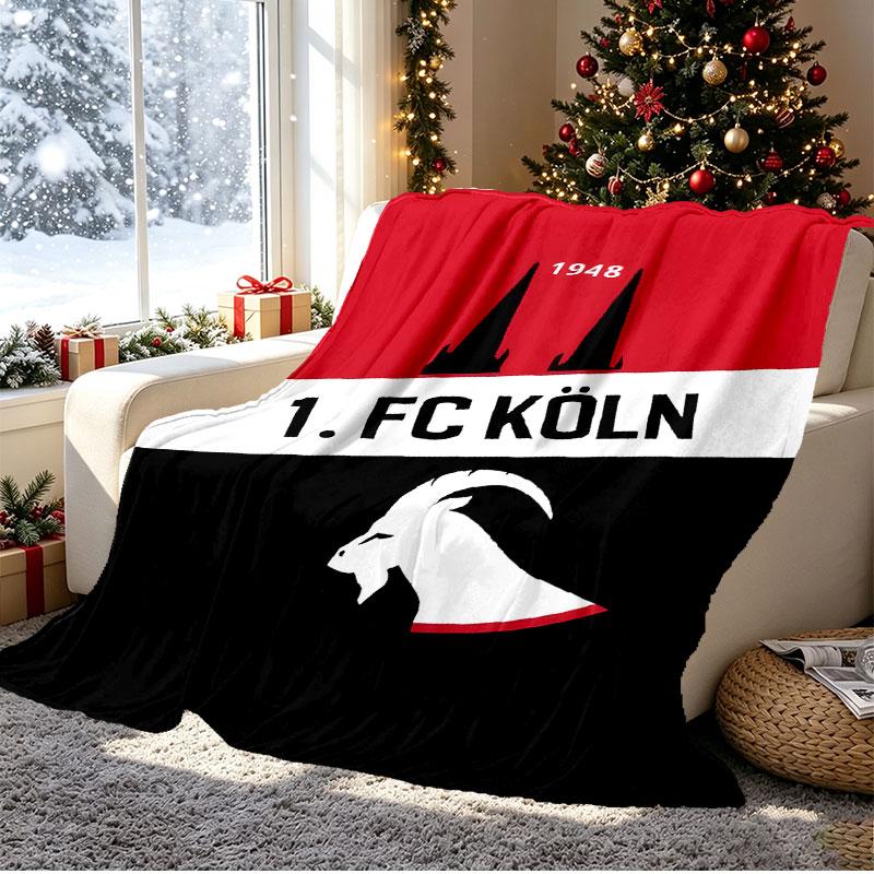 FC Koln Pattern Blanket for Home Decoration, Bed, Sofa, Car Travel, Camping, Suitable for All Seasons, Birthday Christmas Gift