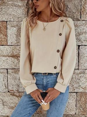 2025 Women's Cross-Border Lantern Sleeve Commuting Shirt