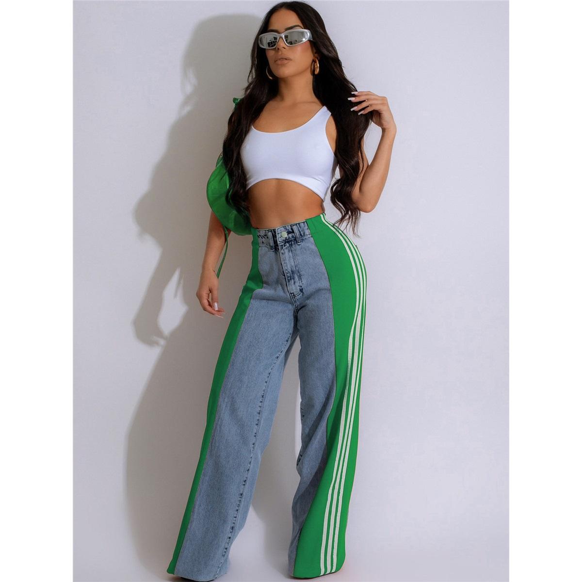 

Женские джинсы повседневные с высокой посадкой стрейч вставки прямые брюки XXL