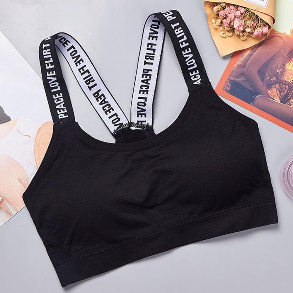 Sports Underwear Women Yoga Fitness Seamless Crop Top Wide Letter Straps Comfortable Workout Activewear