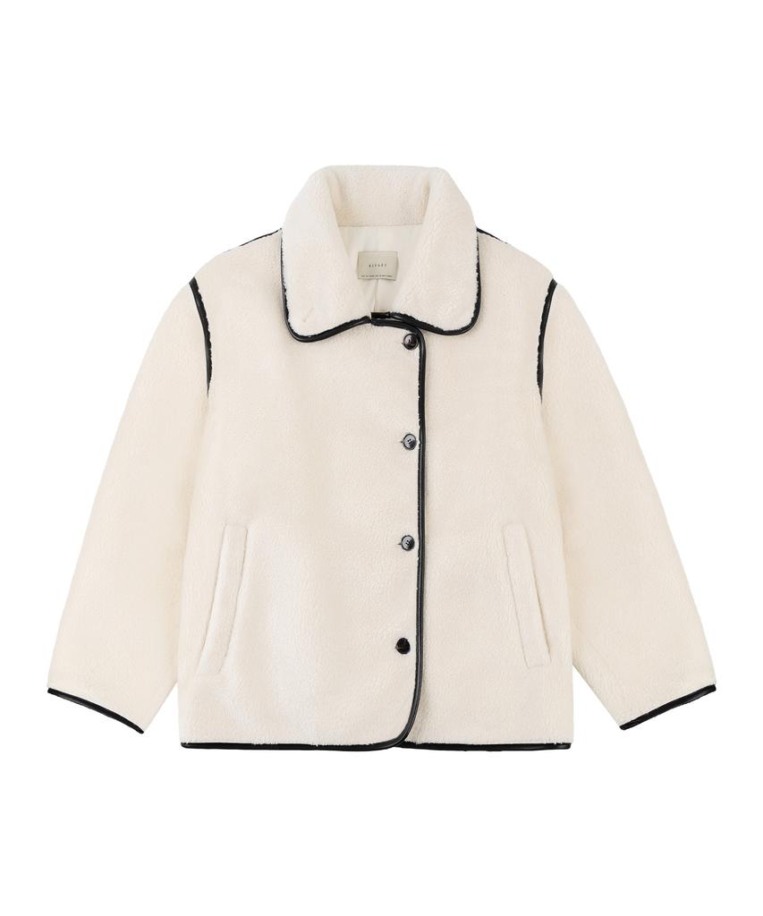 Siyazu Siot4172 Asymmetrical Faux Shearling Jacket_Ivory