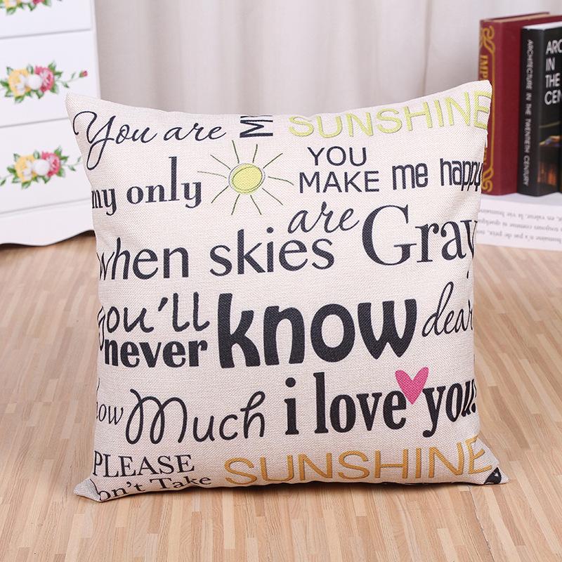 Creative life letter hug pillowcase home decoration car sofa cushion set outdoor products