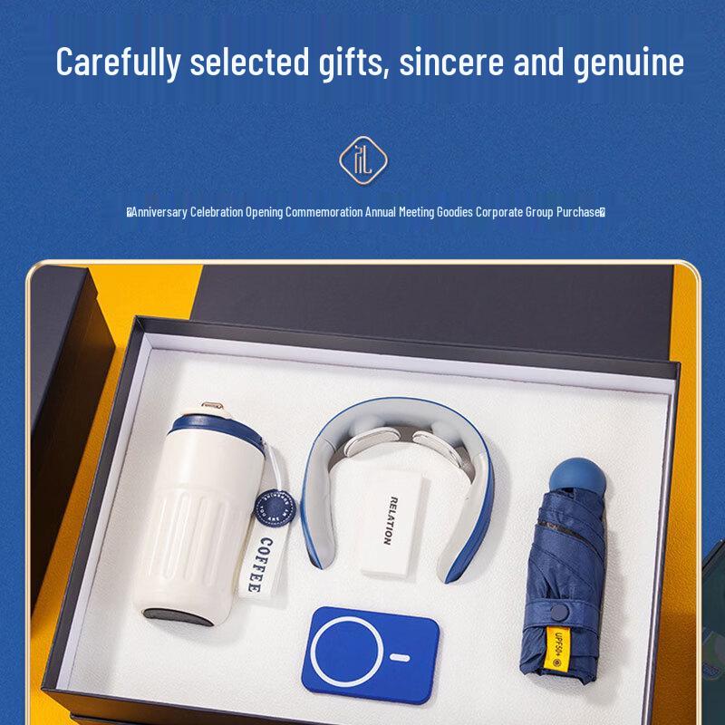 Lairuo Business Gift Set with Digital Coffee Cup & Neck Massager