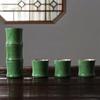 Tazza da tè in ceramica cinese da 80 ml con portabambù, smalto verde, set da tè Kung Fu Gongfu per cerimonia del tè, meditazione Zen, uso domestico, regalo