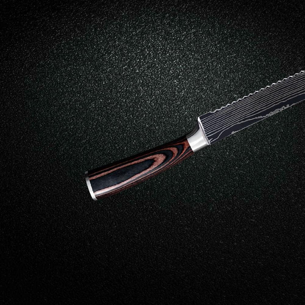 Rustfritt stål 8 tommers brødkniv Toast skjærekniv takket bladkniv kjøkkenkniv