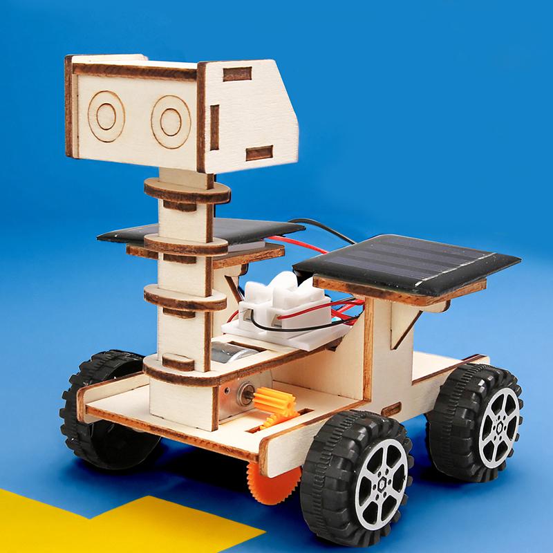 Creative Diy Handmade Solar Powered Lunar Rover Model Toy Children'S Wooden Teaching Tool Technology Small Maker Puzzle Toy