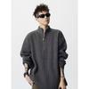 Men's High-Neck Half-Zip Loose Knit Sweater - Retro Style, Solid Color, Versatile for Autumn/Winter.