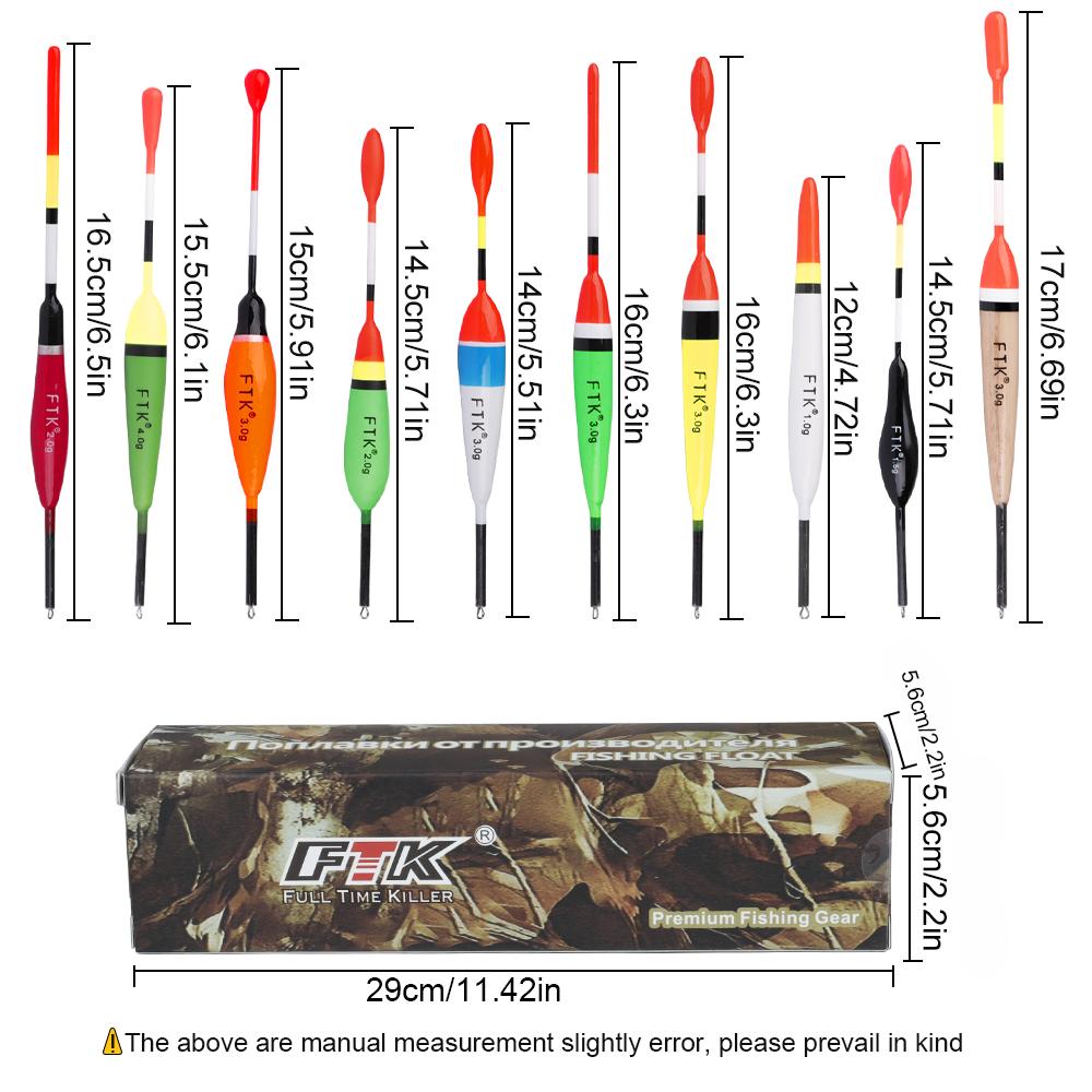 FTK 20pcs Fishing Barguzinsky Fir Bobber Float 1g 1.5g 2g 3g 4g Length 12-17CM for Carp Fishing Tackle