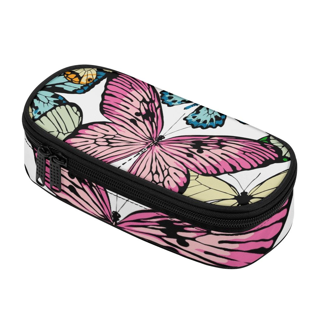 Pencil Pouch 300D Polyester Organized Storage Zipper Closure with Mesh Divider Pen Holders and Large Main Compartment for Students