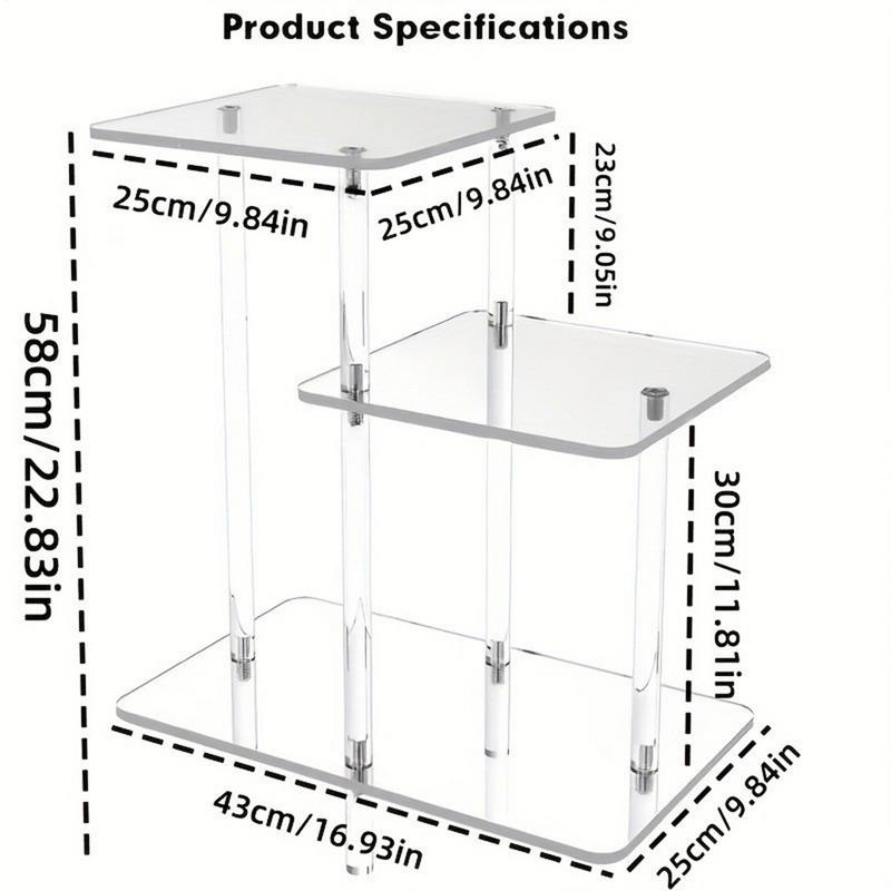 Small Acrylic Table Home Decor Display End Table Clear 3 Layers Nightstand For Home Patio Book Living Room Phone Lobby Hall